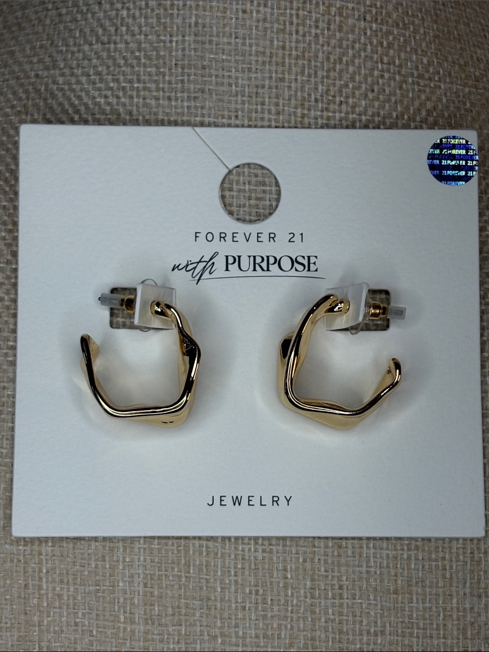 Forever 21 Gold Wavy Open Hoop Earrings